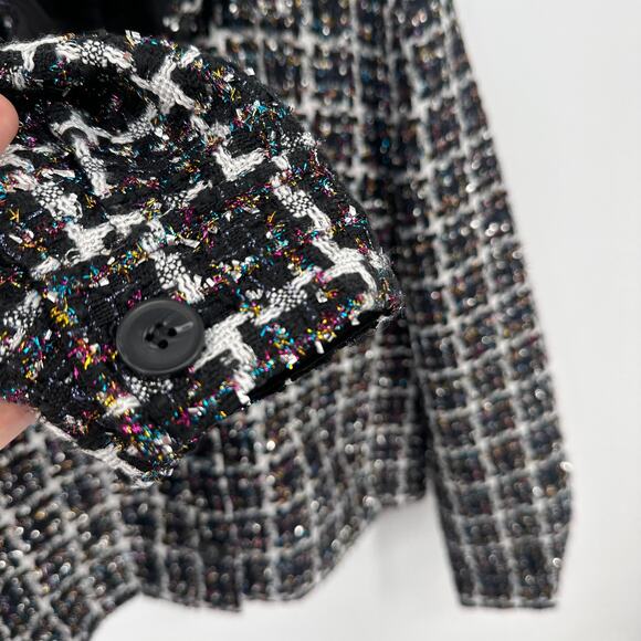 LOFT Metallic Tweed Cropped Shirt Jacket Blazer Button Up // L - Picture 9 of 11